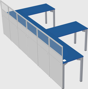 Shared l-shaped cubicle