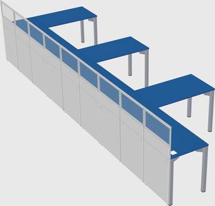 Shared l-shaped cubicle