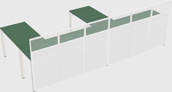 Shared l-shaped cubicle