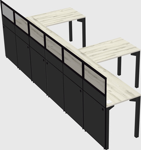 Shared l-shaped cubicle