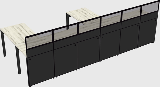 Shared l-shaped cubicle