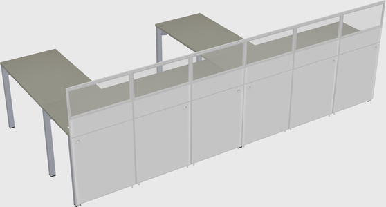 Shared l-shaped cubicle