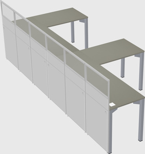 Shared l-shaped cubicle