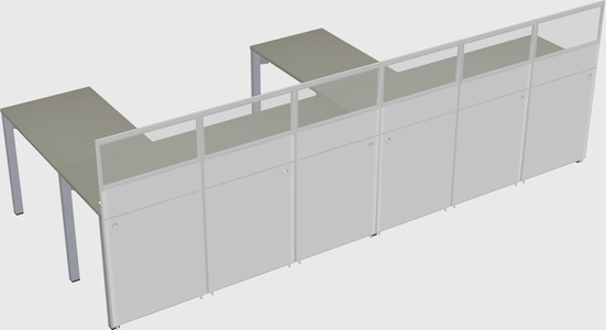 Shared l-shaped cubicle