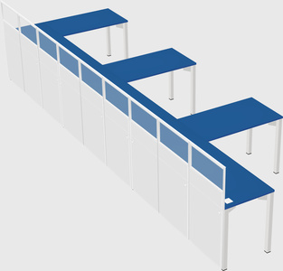 Shared l-shaped cubicle