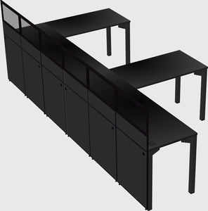 Shared l-shaped cubicle