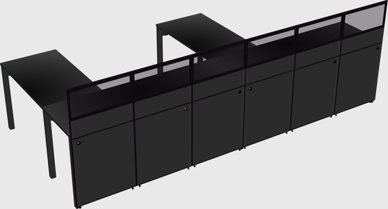 Shared l-shaped cubicle