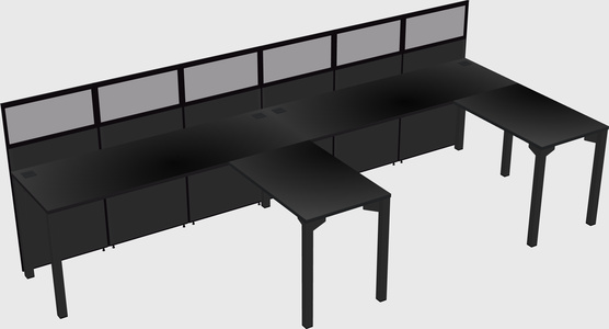 Shared l-shaped cubicle