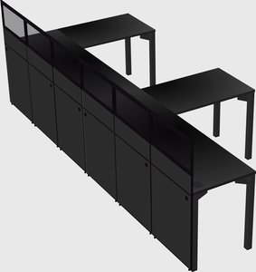 Shared l-shaped cubicle