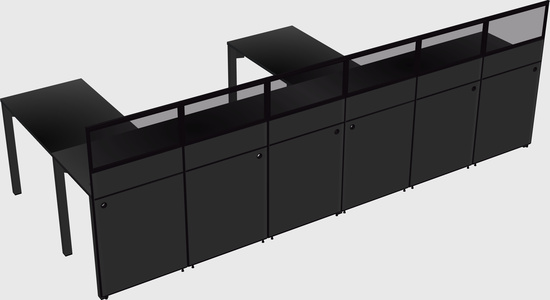 Shared l-shaped cubicle