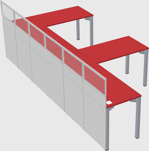 Shared l-shaped cubicle