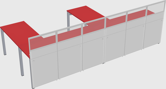 Shared l-shaped cubicle