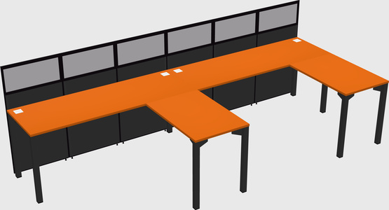 Shared l-shaped cubicle