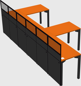 Shared l-shaped cubicle