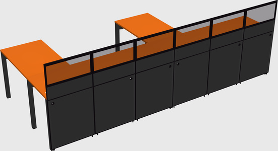 Shared l-shaped cubicle