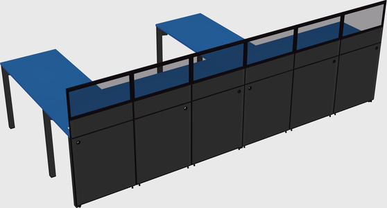 Shared l-shaped cubicle