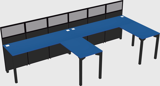 Shared l-shaped cubicle