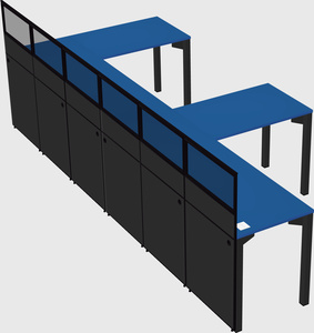 Shared l-shaped cubicle