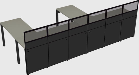 Shared l-shaped cubicle