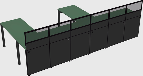 Shared l-shaped cubicle
