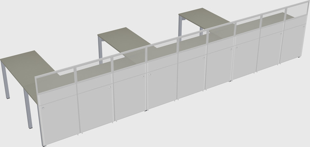 Shared l-shaped cubicle