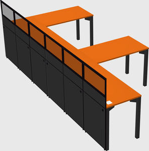 Shared l-shaped cubicle