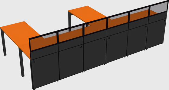 Shared l-shaped cubicle