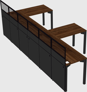 Shared l-shaped cubicle
