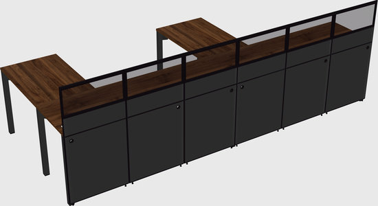 Shared l-shaped cubicle