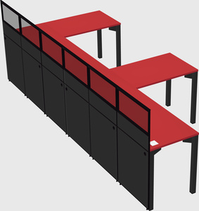 Shared l-shaped cubicle