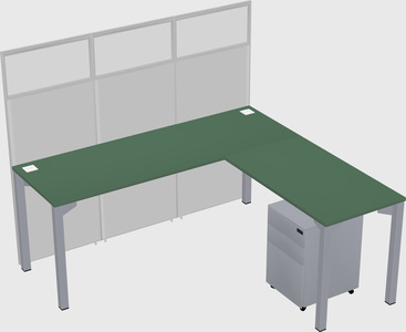 Shared l-shaped cubicle