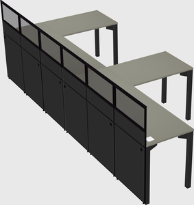 Shared l-shaped cubicle