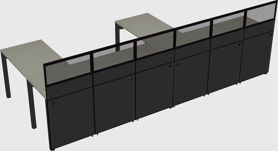 Shared l-shaped cubicle