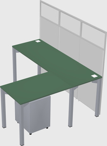 Shared l-shaped cubicle