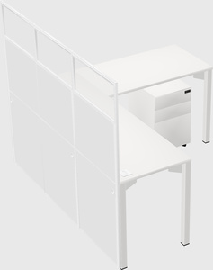 Shared l-shaped cubicle