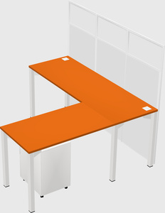 Shared l-shaped cubicle