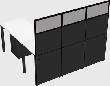 Shared l-shaped cubicle