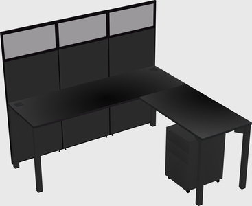 Shared l-shaped cubicle