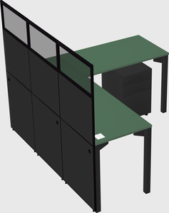 Shared l-shaped cubicle