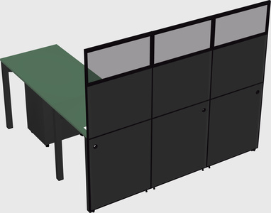 Shared l-shaped cubicle