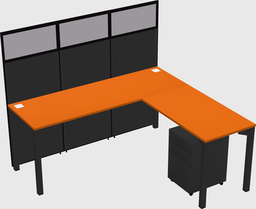 Shared l-shaped cubicle