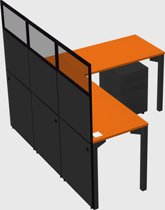 Shared l-shaped cubicle