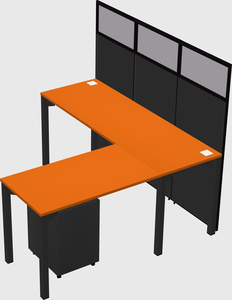 Shared l-shaped cubicle