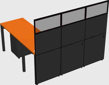 Shared l-shaped cubicle