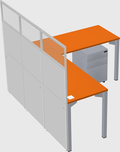 Shared l-shaped cubicle