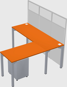 Shared l-shaped cubicle