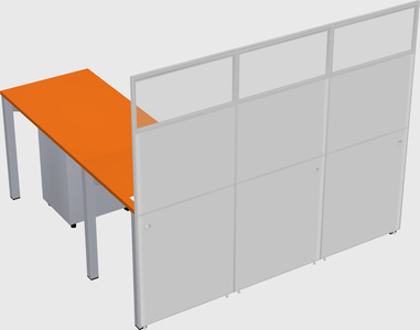 Shared l-shaped cubicle
