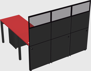 Shared l-shaped cubicle