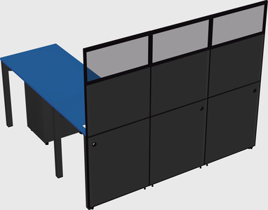 Shared l-shaped cubicle