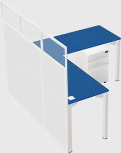 Shared l-shaped cubicle